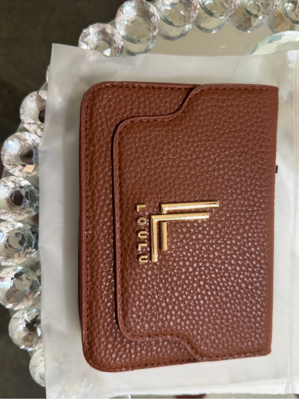 Loulu Brown Pebbled Leather Wallet Phone Case with Card Slot